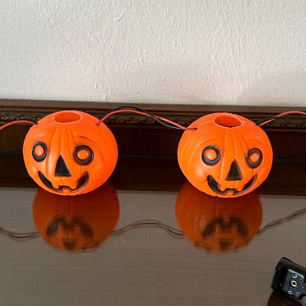 Vtg Peerless Halloween Blow Mold Pumpkin String Light Covers Jack-O-Lantern READ